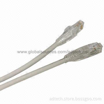 Cat6A Clear Boot Patch Cable, Gray, UL-marked, Various Colors and Length Available
